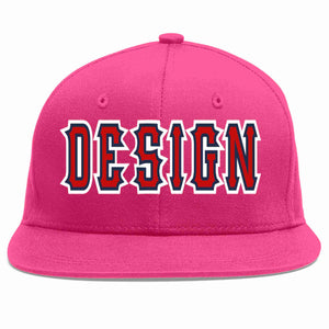 Custom Rose Red Red-Navy Flat Eaves Sport Baseball Cap Design for Men/Women/Youth