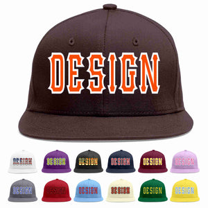 Conception personnalisée de casquette de baseball de sport à avant-toit plat marron orange-blanc pour hommes/femmes/jeunes