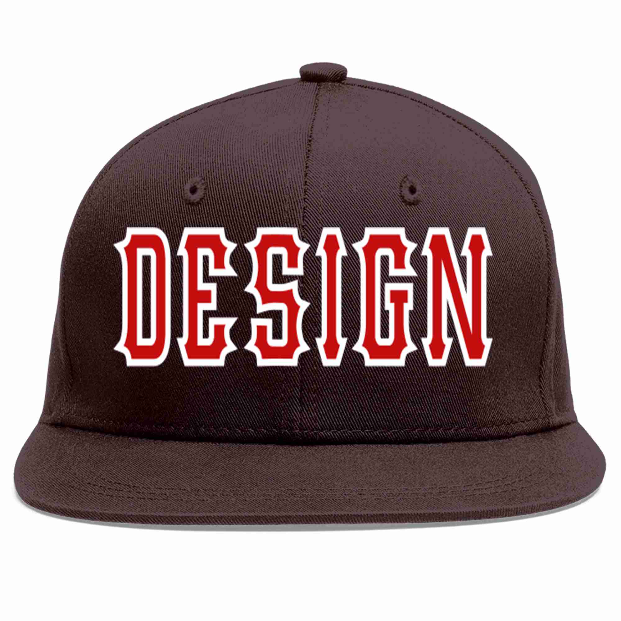 Custom Brown Red-White Flat Eaves Sport Baseball Cap Design for Men/Women/Youth