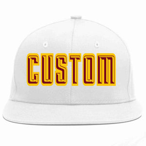 Custom White Crimson-Gold Casual Sport Baseball Cap