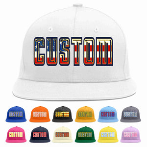 Custom White Vintage USA Flag-Gold Casual Sport Baseball Cap