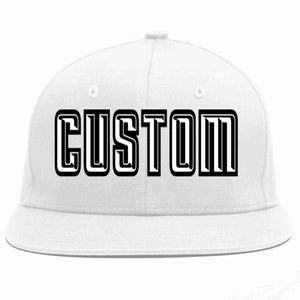 Custom White White-Black Casual Sport Baseball Cap