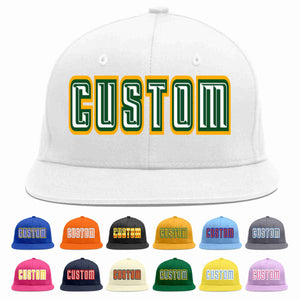 Custom White White-Kelly Green Casual Sport Baseball Cap