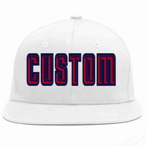 Custom White Red-Navy Casual Sport Baseball Cap