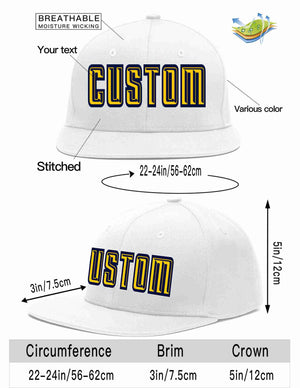 Custom White Gold-Navy Casual Sport Baseball Cap