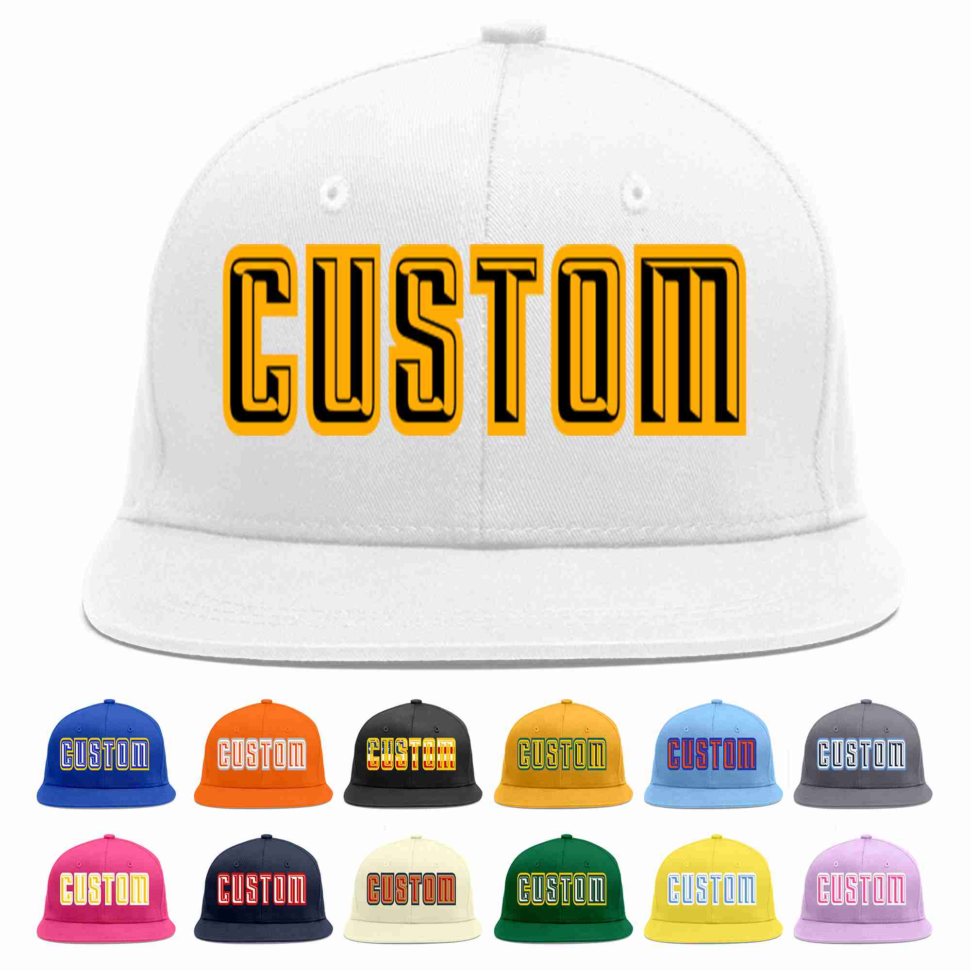 Casquette de baseball sport décontractée blanche, noire et jaune, personnalisée