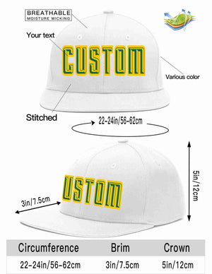 Custom White Kelly Green-Gold Casual Sport Baseball Cap