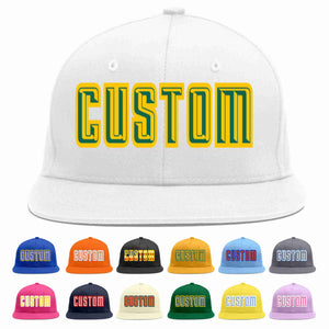 Custom White Kelly Green-Gold Casual Sport Baseball Cap