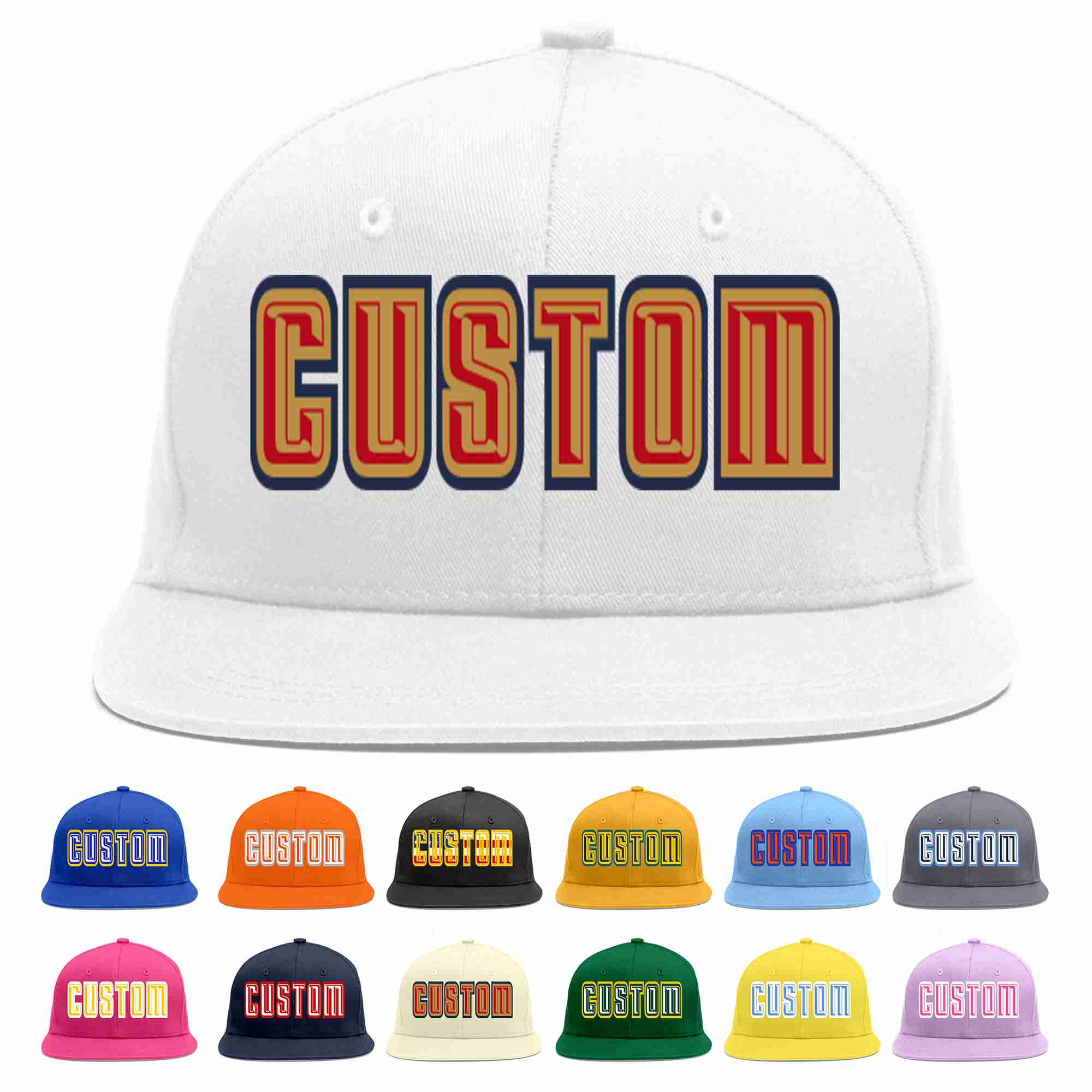 Custom White Red-Old Gold Casual Sport Baseball Cap