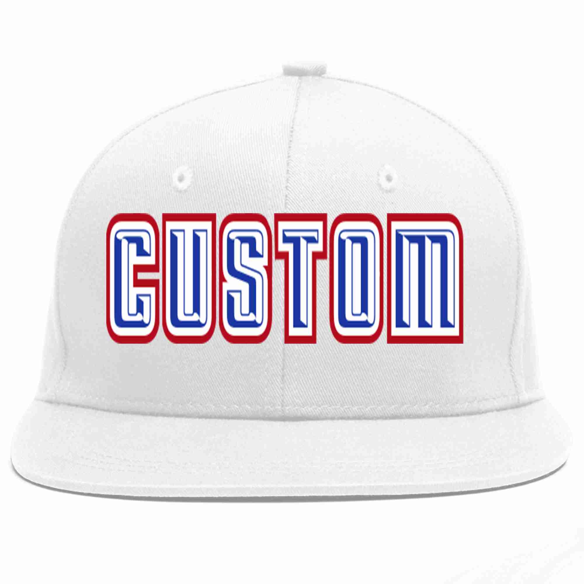 Custom White Royal-White Casual Sport Baseball Cap