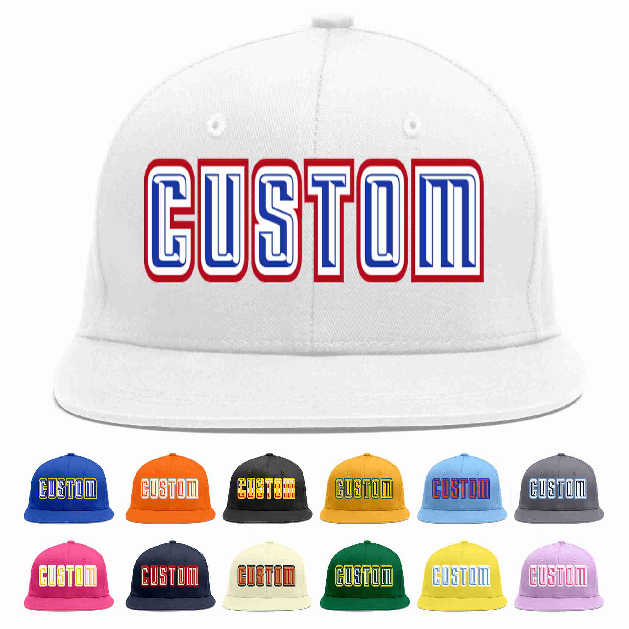 Custom White Royal-White Casual Sport Baseball Cap