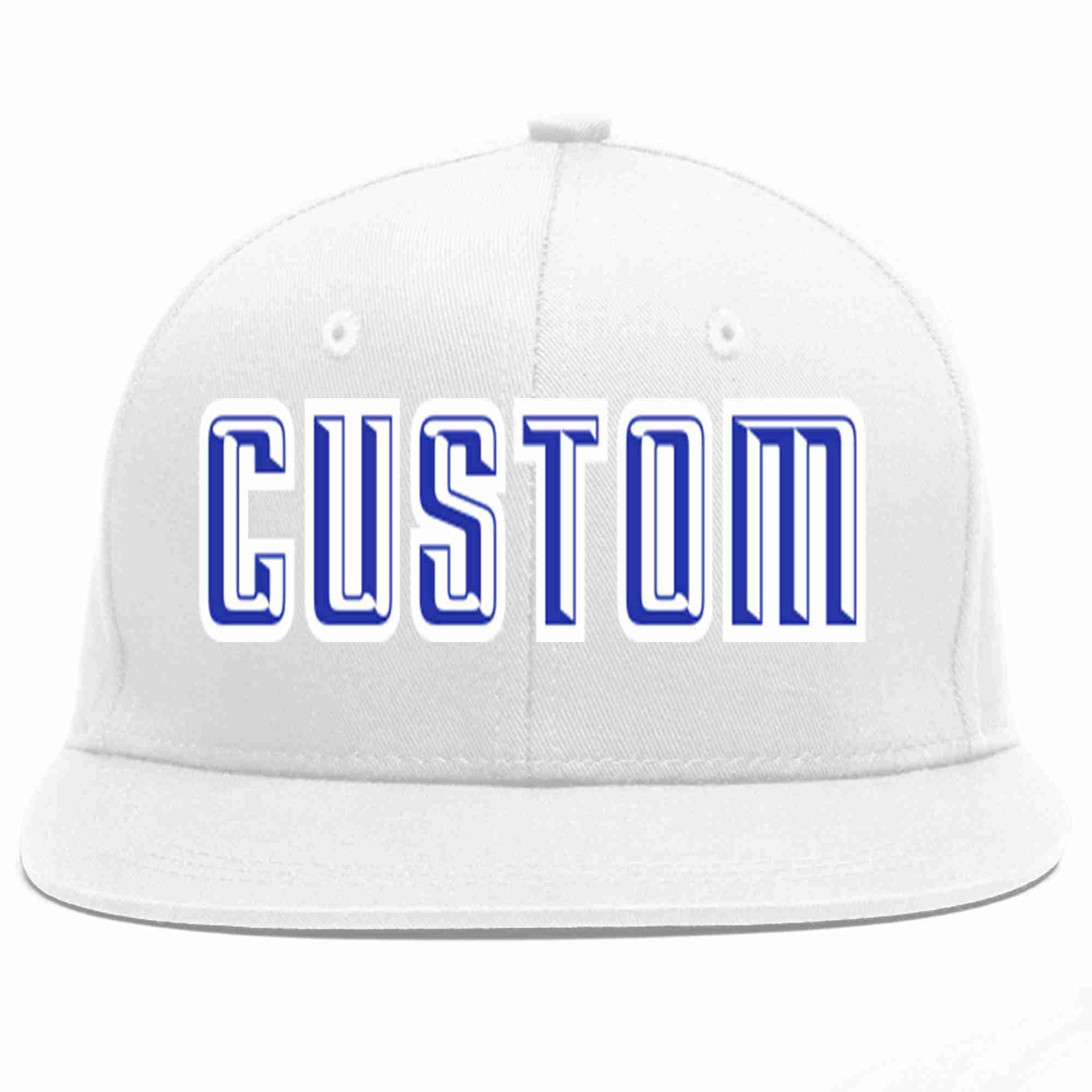 Custom White Royal-White Casual Sport Baseball Cap