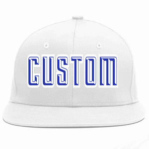 Custom White Royal-White Casual Sport Baseball Cap