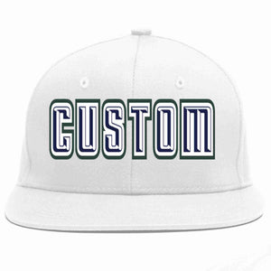 Custom White Navy-White Casual Sport Baseball Cap