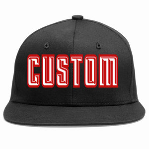 Custom Black White-Red Casual Sport Baseball Cap