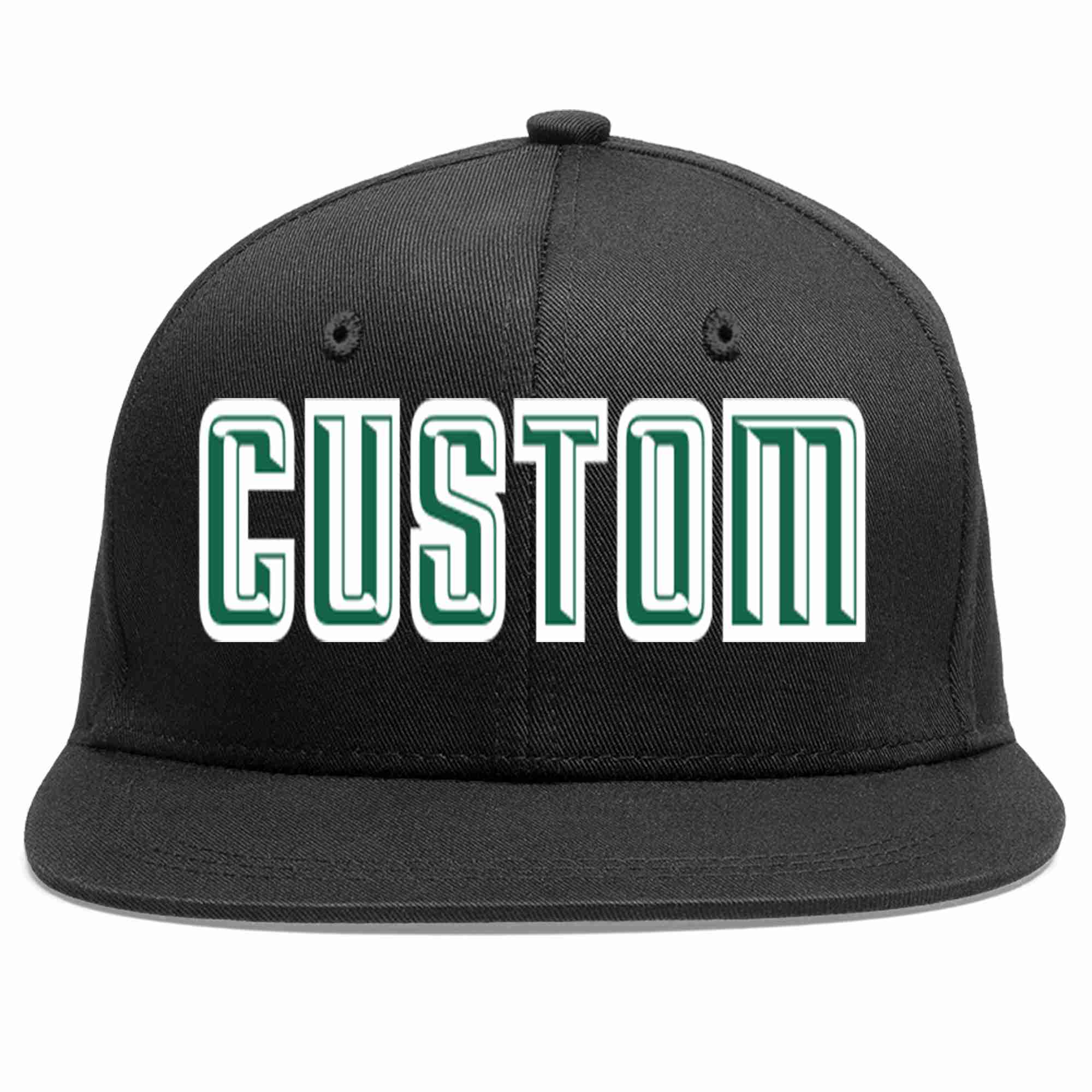 Custom Black Kelly Green-White Casual Sport Baseball Cap