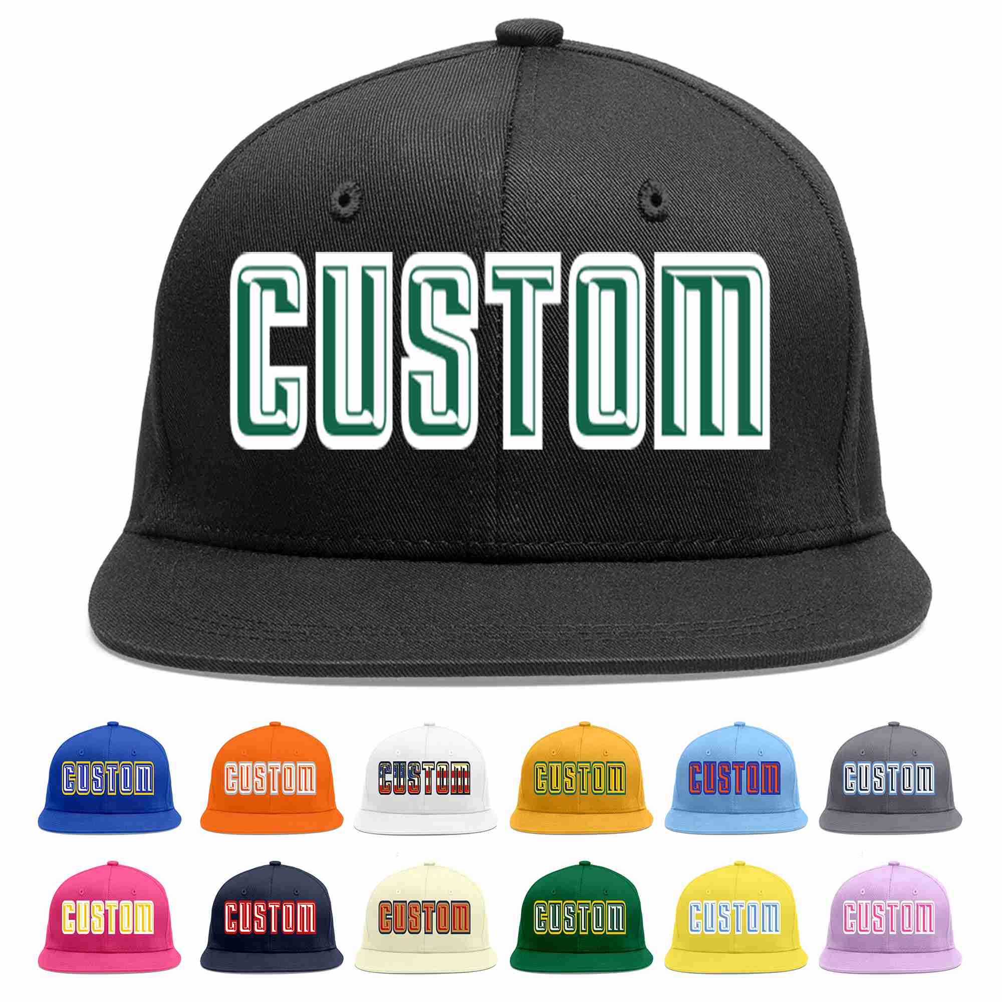 Custom Black Kelly Green-White Casual Sport Baseball Cap