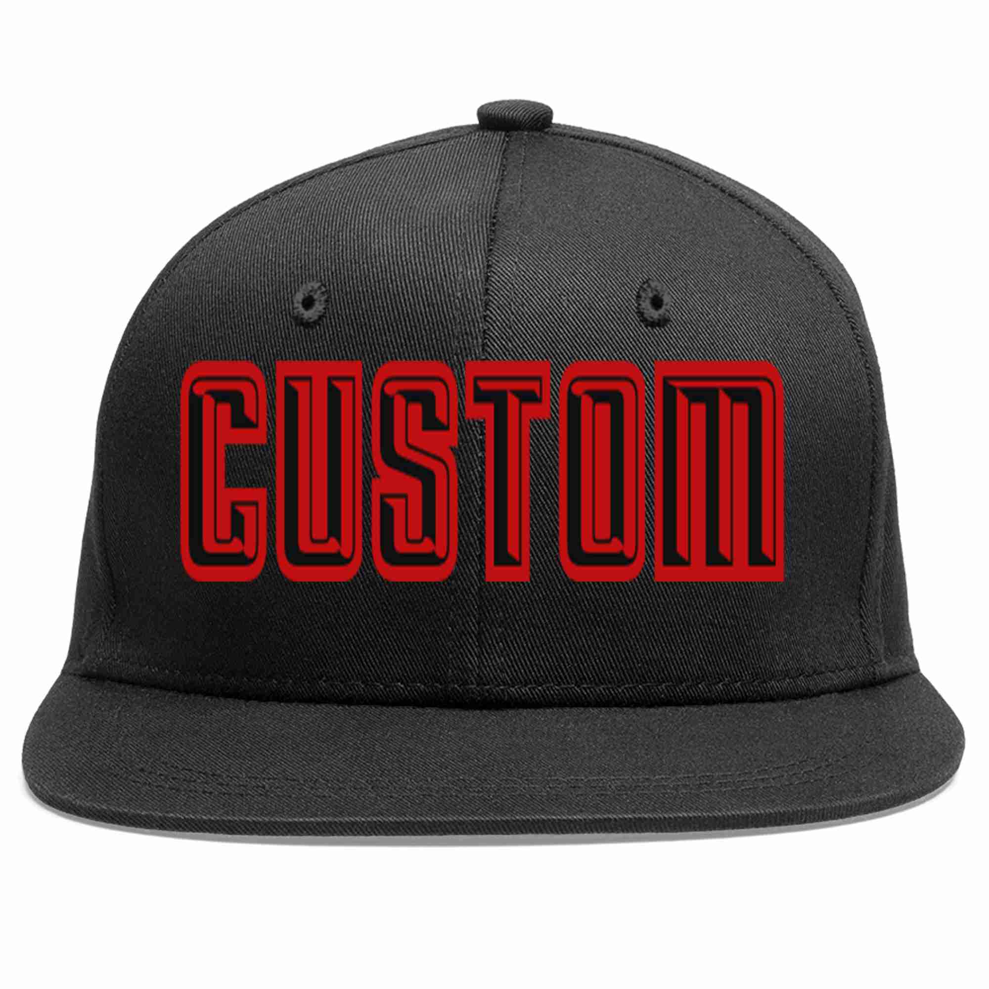 Custom Black Black-Red Casual Sport Baseball Cap