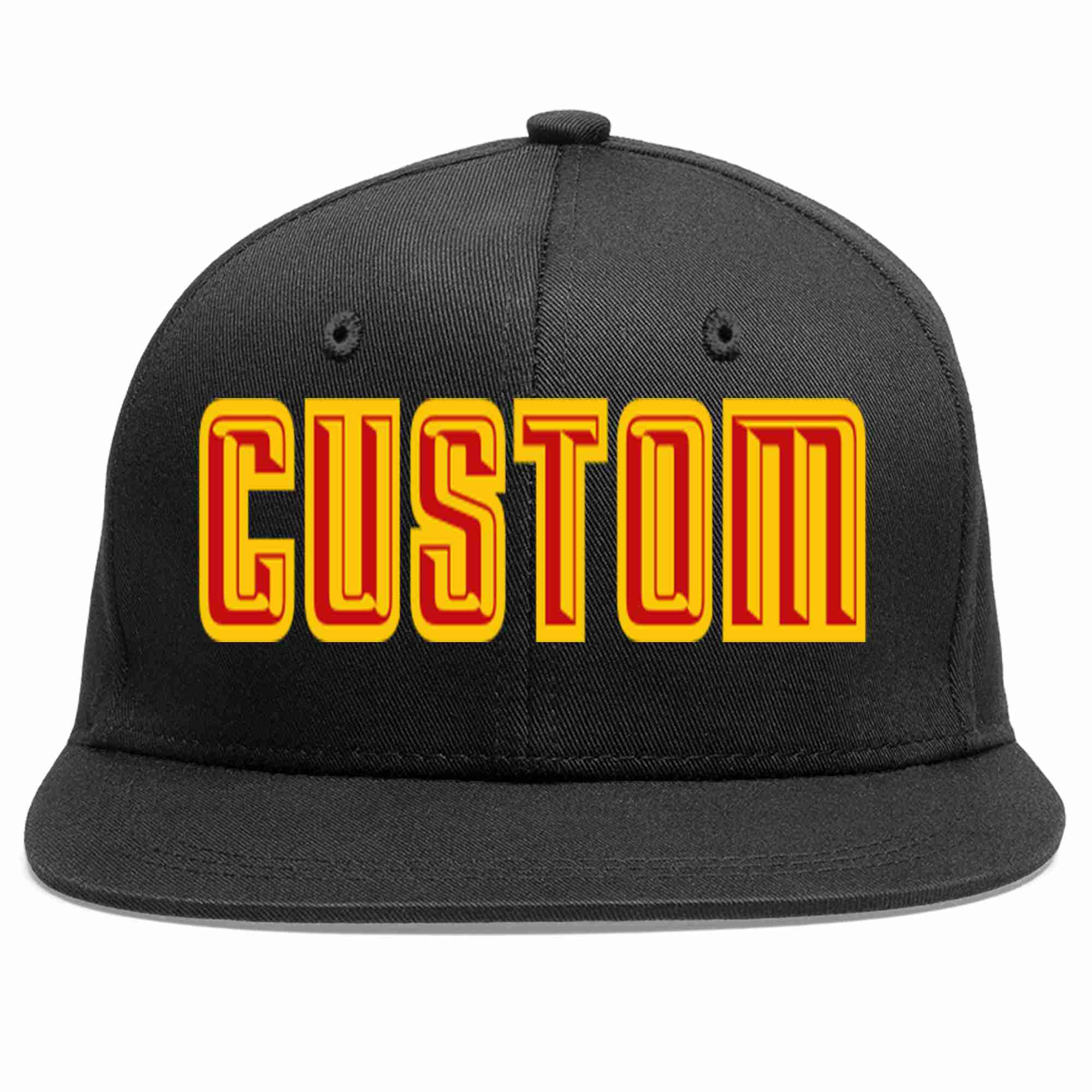 Custom Black Red-Yellow Casual Sport Baseball Cap