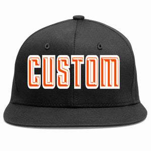 Casquette de baseball sport décontractée personnalisée noir orange-blanc