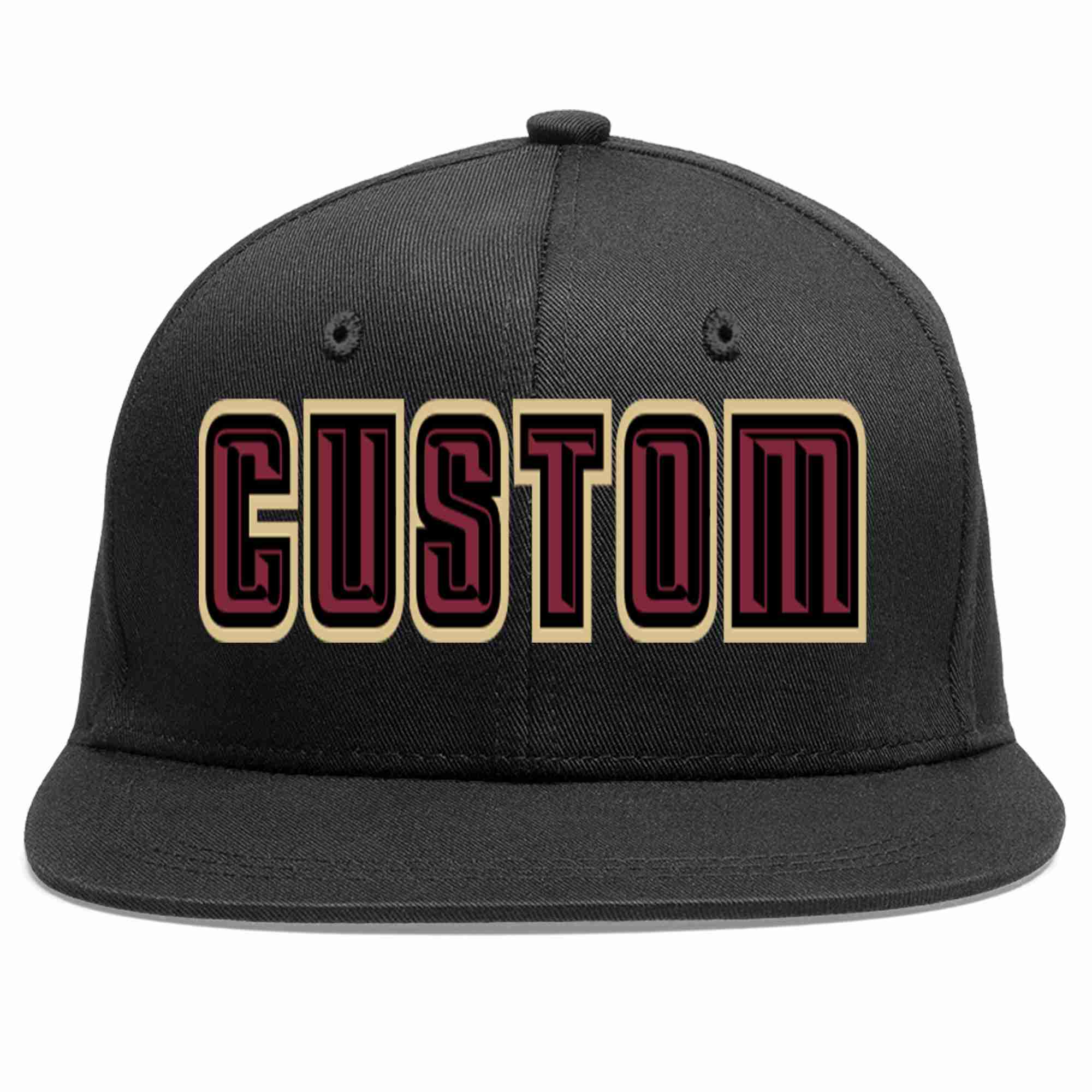 Custom Black Crimson-Black Casual Sport Baseball Cap