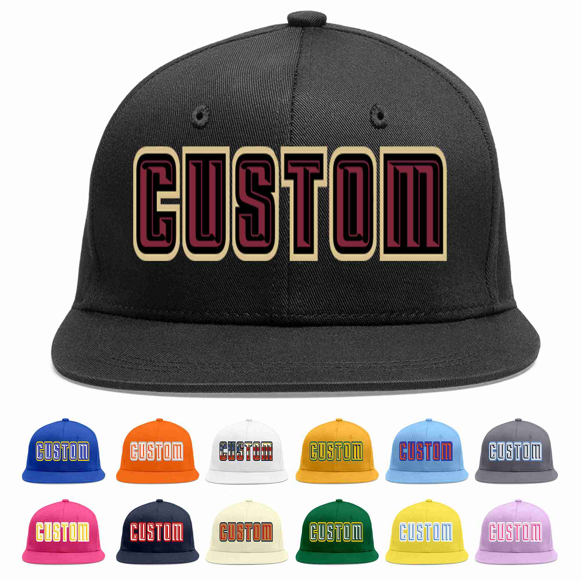 Custom Black Crimson-Black Casual Sport Baseball Cap