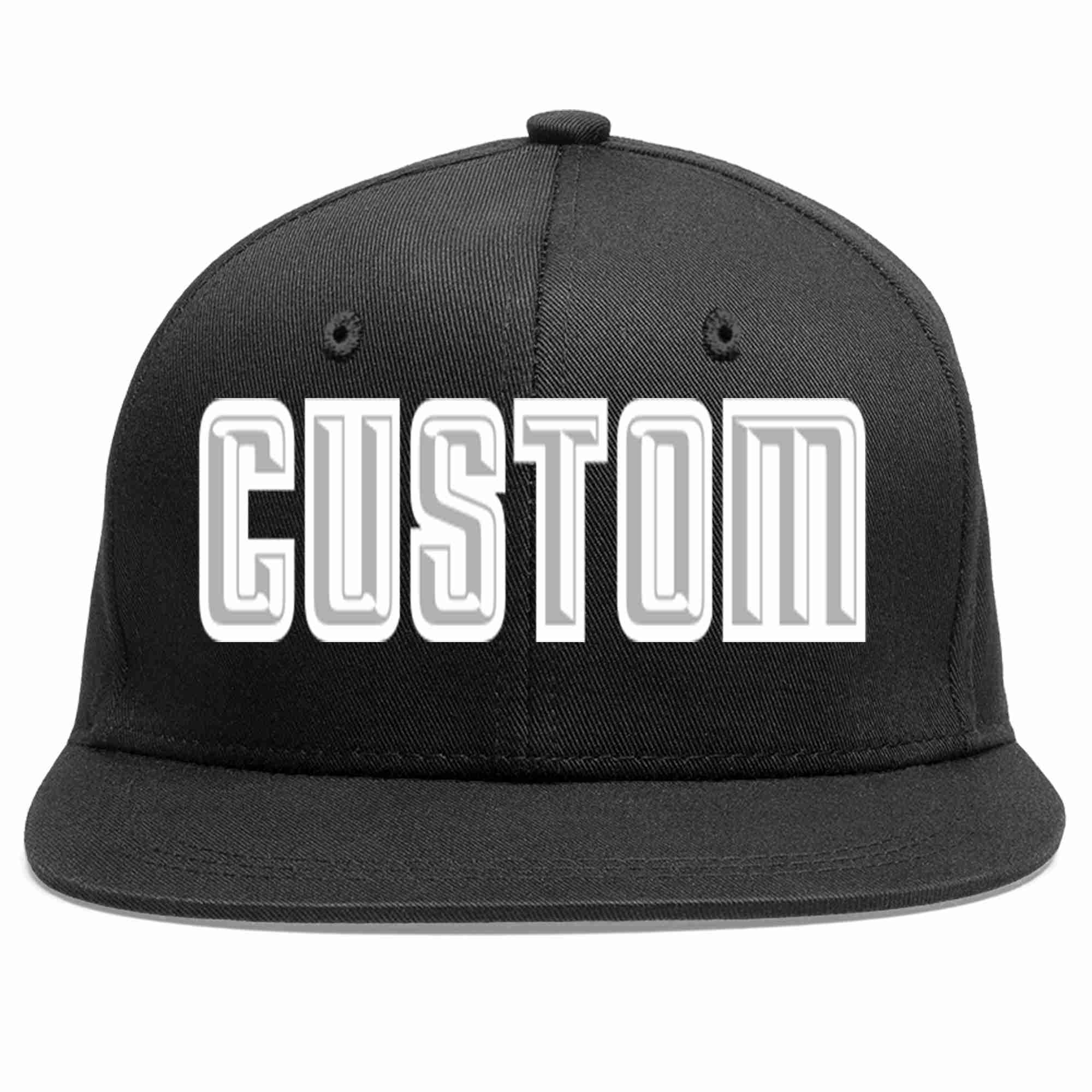 Custom Black Gray-White Casual Sport Baseball Cap