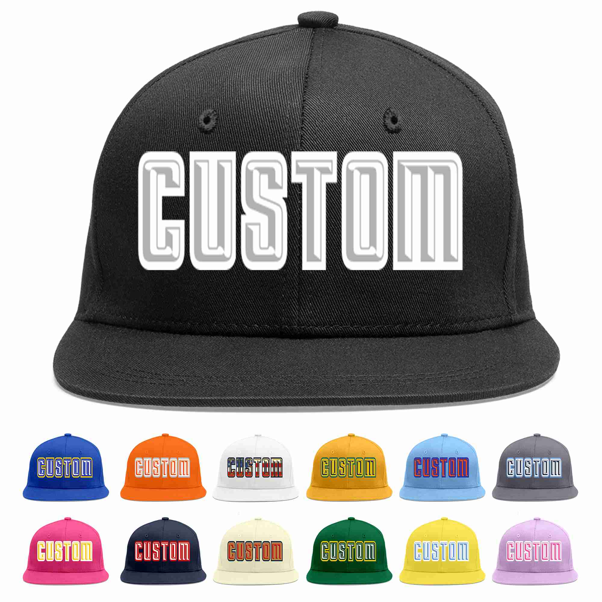 Custom Black Gray-White Casual Sport Baseball Cap