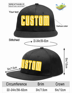 Custom Black White-Gold Casual Sport Baseball Cap