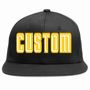 Custom Black White-Gold Casual Sport Baseball Cap