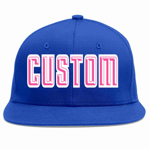 Custom Royal Pink-White Casual Sport Baseball Cap