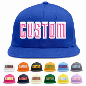 Custom Royal Pink-White Casual Sport Baseball Cap