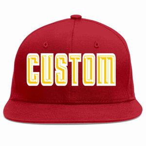 Casquette de baseball sport décontractée rouge or-blanc personnalisée