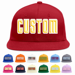 Casquette de baseball sport décontractée rouge or-blanc personnalisée