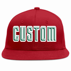 Custom Red Kelly Green-White Casual Sport Baseball Cap