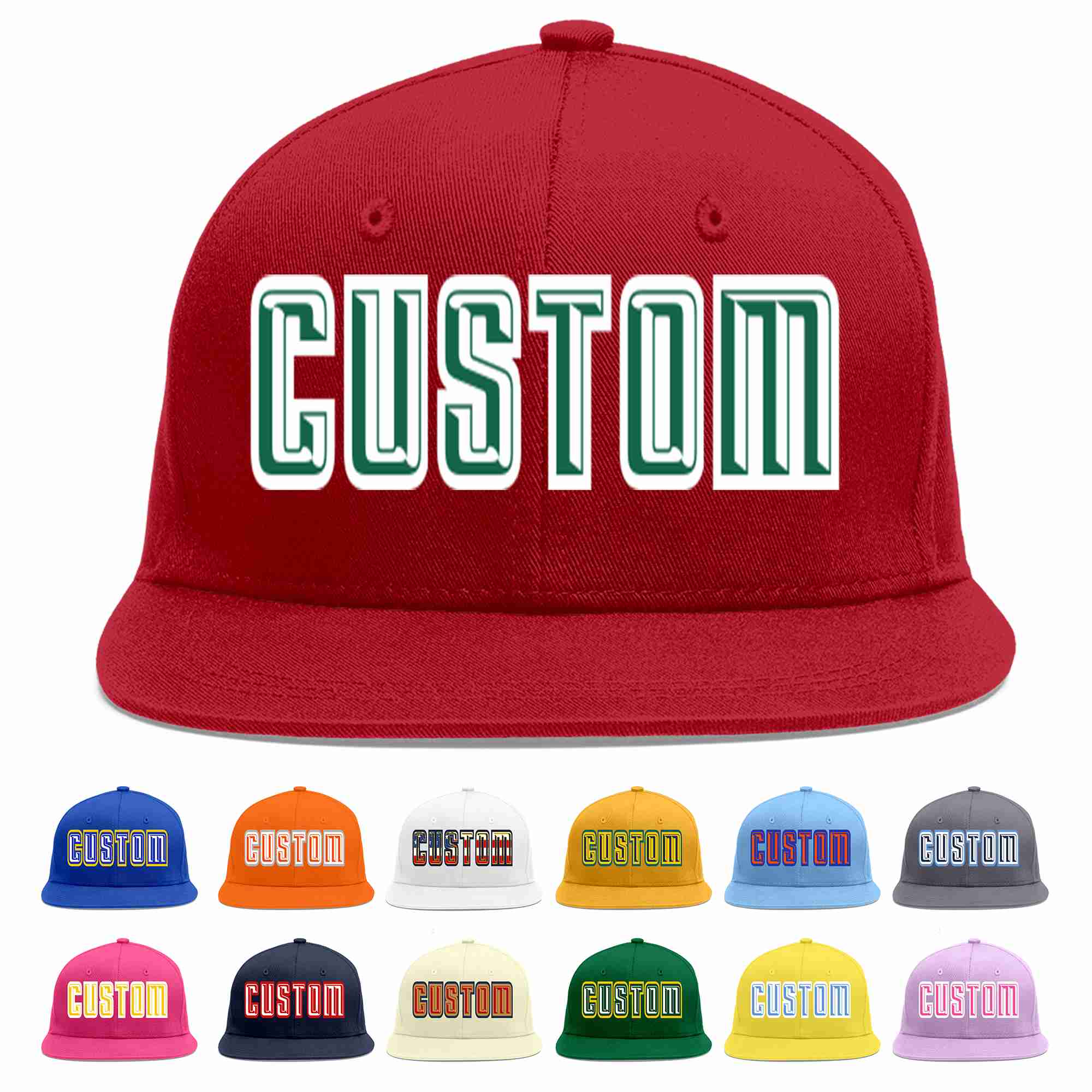 Custom Red Kelly Green-White Casual Sport Baseball Cap