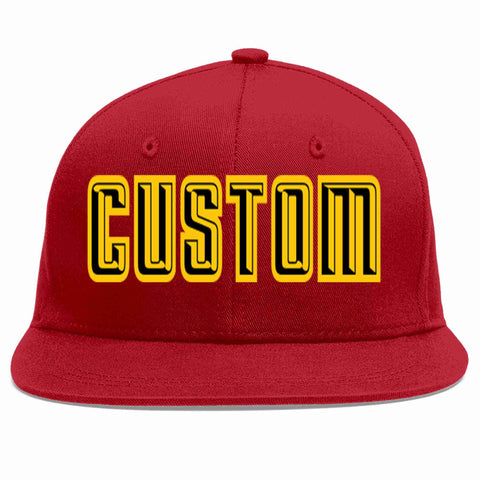Custom Red Black-Gold Casual Sport Baseball Cap