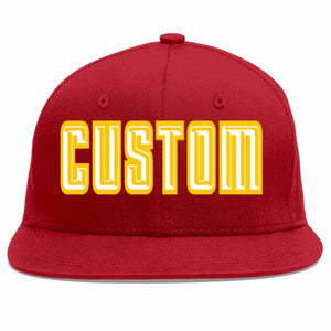 Custom Red White-Gold Casual Sport Baseball Cap