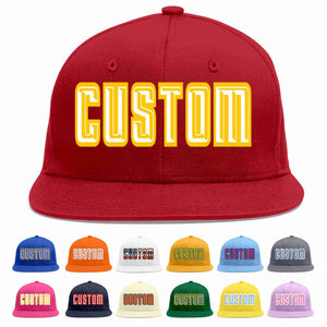 Custom Red White-Gold Casual Sport Baseball Cap