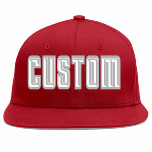 Custom Red White-Gray Casual Sport Baseball Cap