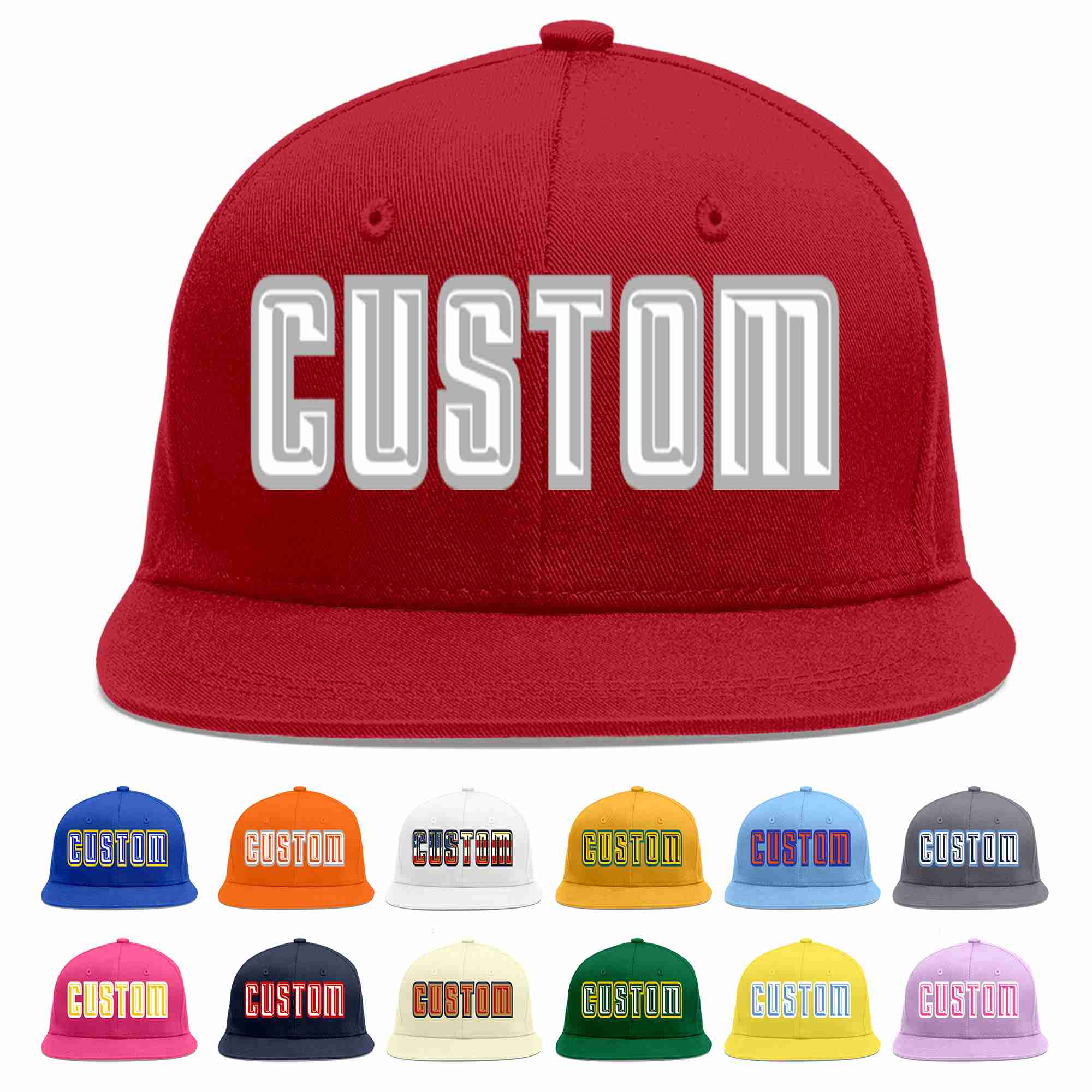 Custom Red White-Gray Casual Sport Baseball Cap