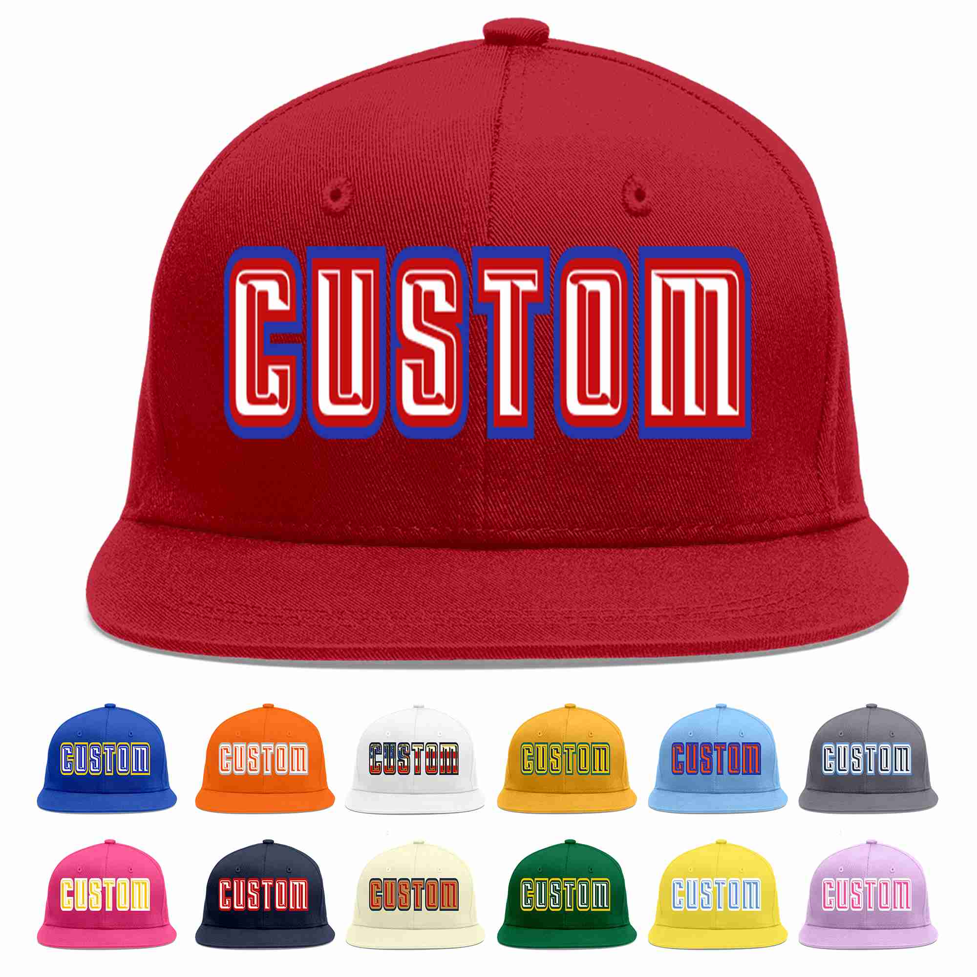 Casquette de baseball sport décontractée rouge blanc-rouge personnalisée