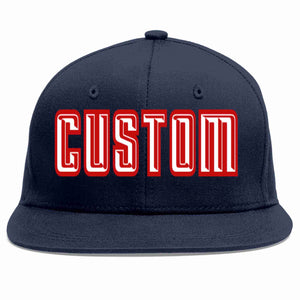 Casquette de baseball sport décontractée personnalisée bleu marine blanc-rouge