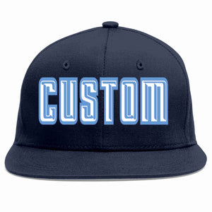 Custom Navy White-Light Blue Casual Sport Baseball Cap