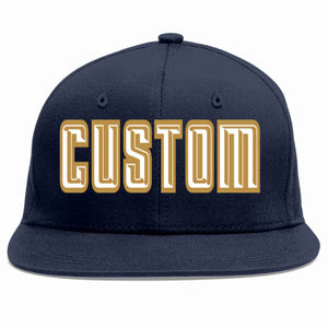 Custom Navy White-Old Gold Casual Sport Baseball Cap