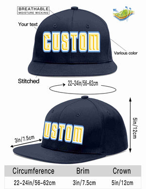 Custom Navy Gold-White Casual Sport Baseball Cap