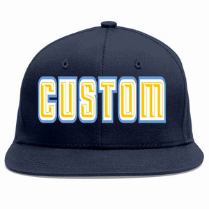 Custom Navy Gold-White Casual Sport Baseball Cap