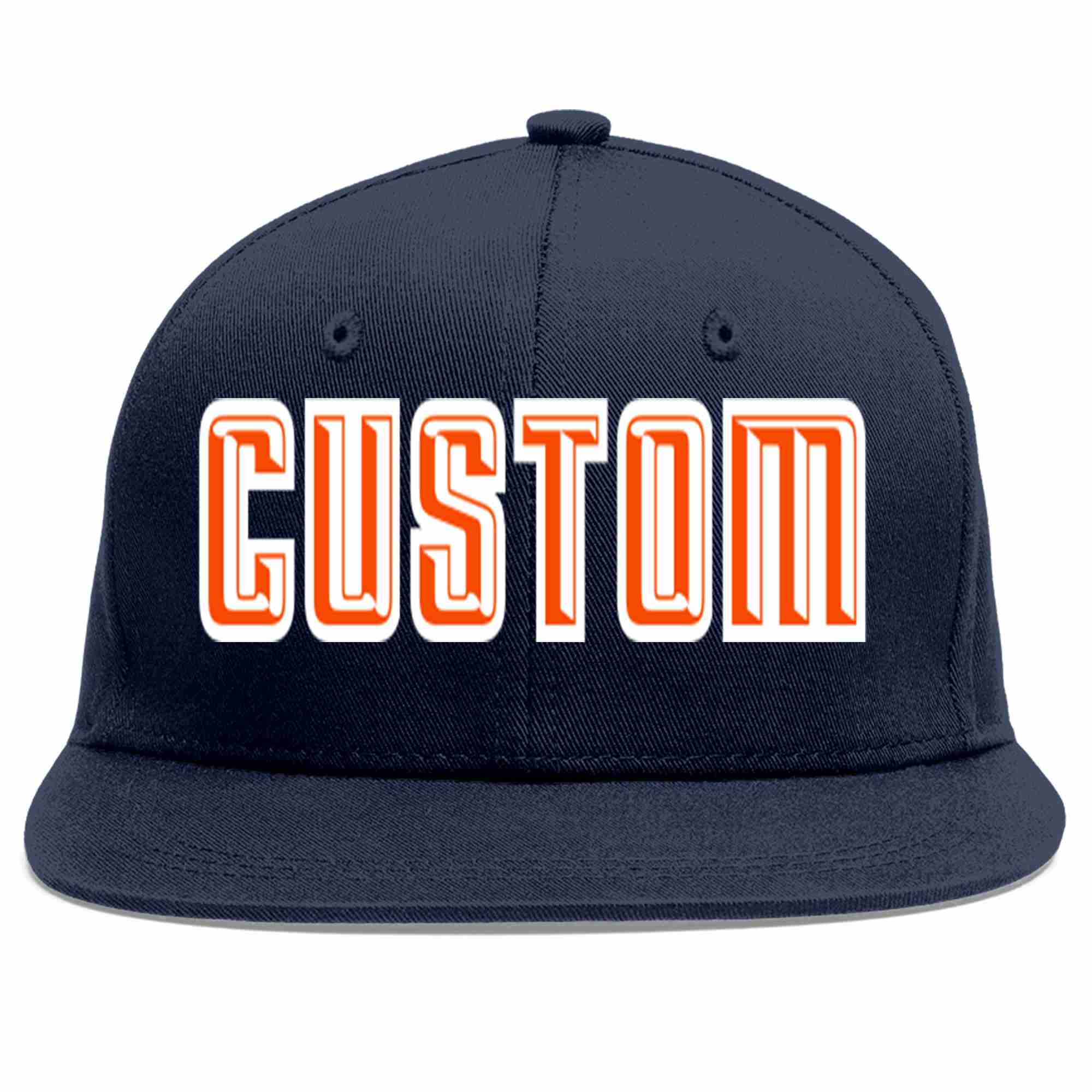 Custom Navy Orange-White Casual Sport Baseball Cap