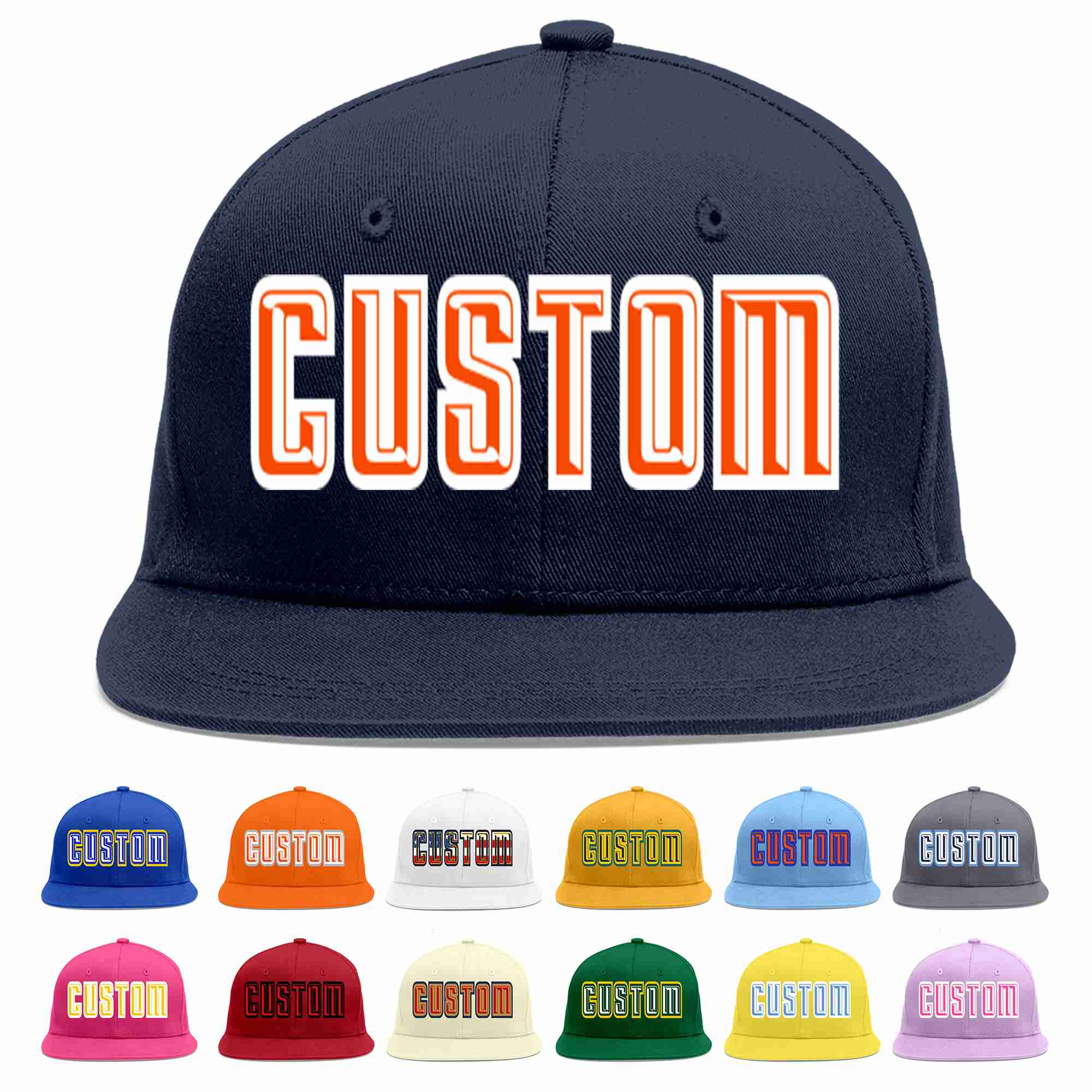 Custom Navy Orange-White Casual Sport Baseball Cap