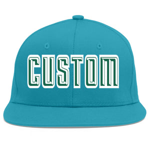 Casquette de baseball personnalisée Aqua Kelly vert-blanc Flat Eaves Sport